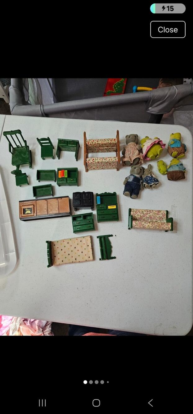 Vintage dollhouse wooden furniture lot